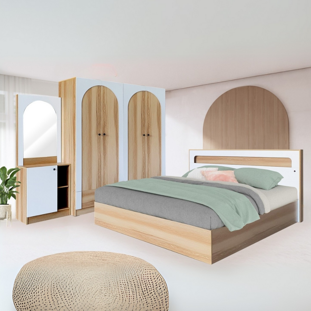 ชุดห้องนอน + ที่นอนสปริง 6 ฟุต WISDOM DESIGN FURNITURE รุ่น ARISTA 7 สี แอช/ขาว_7